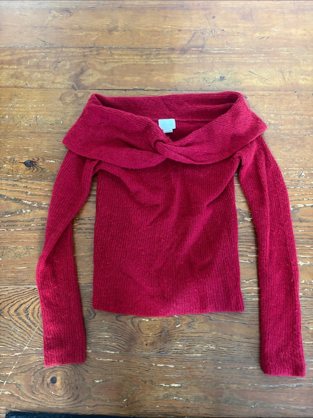 Women's Red Off-the-Shoulder Knit Sweater